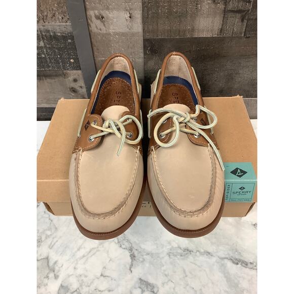 SPERRY Men's 10.5M White Camel Topsider Authentic Original Boat Shoes LB8-9 - Picture 2 of 8